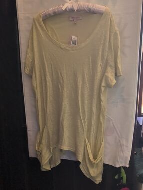 Philosophy Light Yellow Short-Sleeve Scoop Neck Pocket Tunic